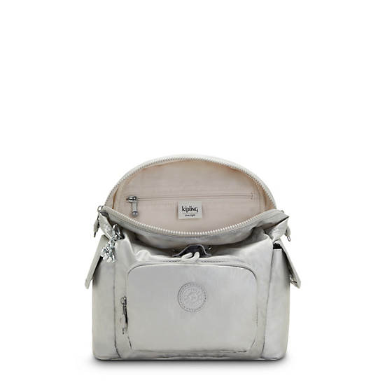 Kipling City Pack Mini Klassieke Metallic Rugzak Zilver | BE 1481NW